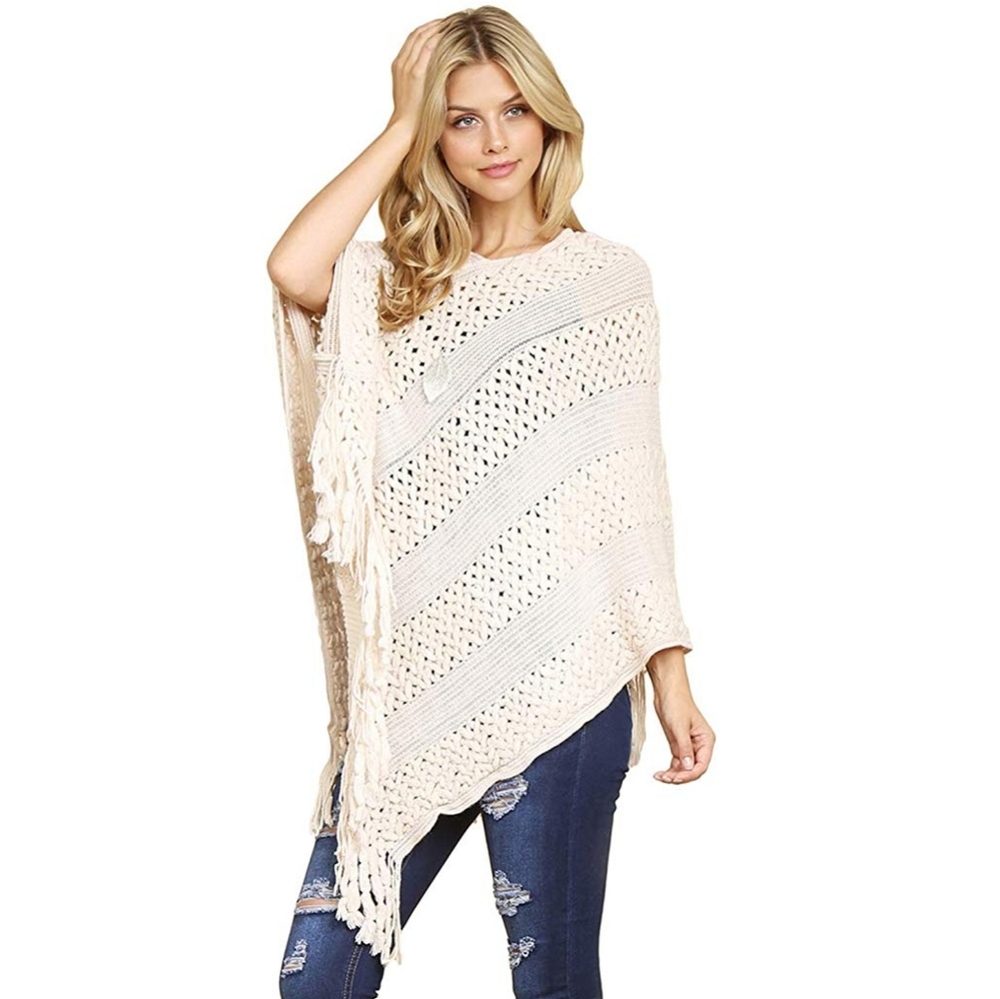 🆕 Chunky Crochet Tassel Poncho